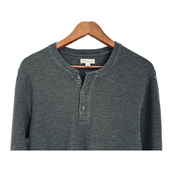 J.Crew Knit Goods Gray Henley Knitted Textured Long Sleeve Charcoal Gray Size La - Picture 4 of 7